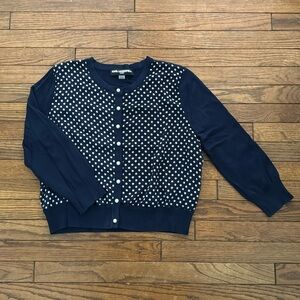 Karl Lagerfeld Paris Navy Polkadot Cardigan